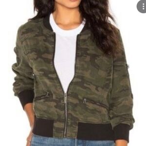 Sanctuary Green Camouflage Bomber Jacket